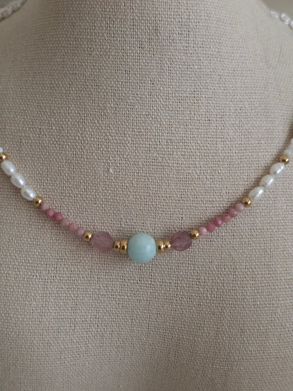 AYSEL NATURAL STONE & PEARL NECKLACE