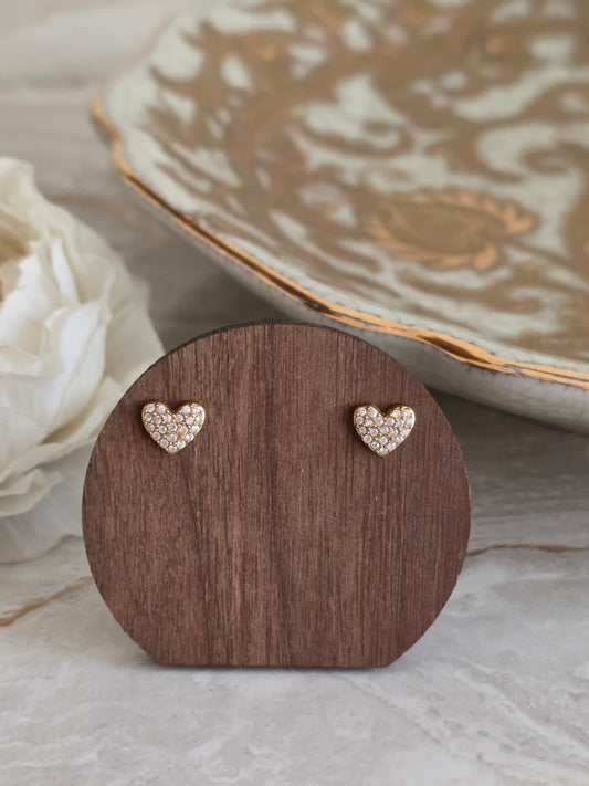 Small cubic zirconia heart earrings