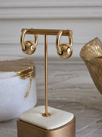 Gold hoop ball earrings