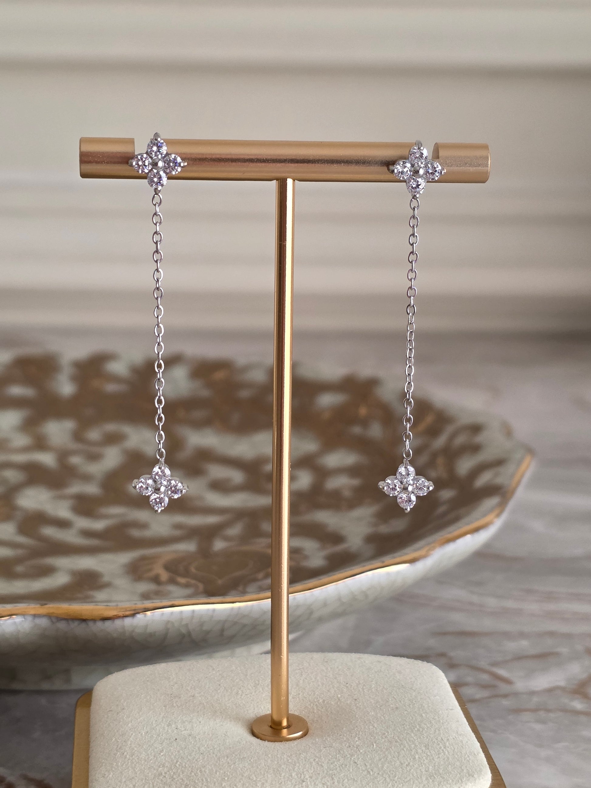 long clover earrings