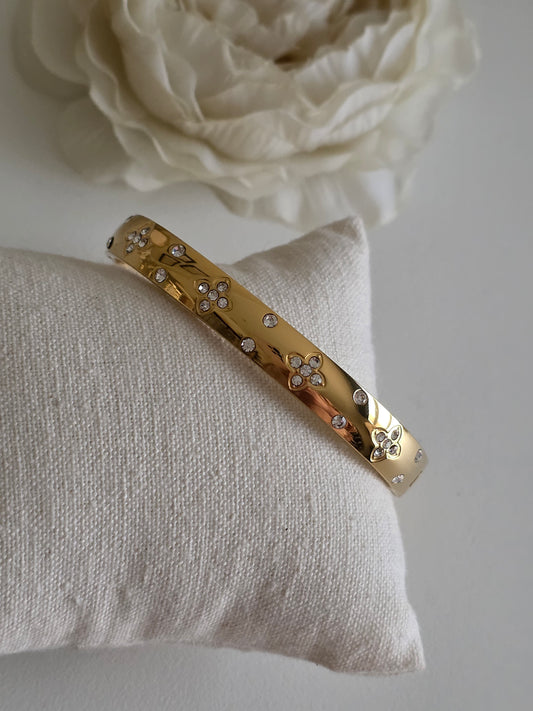 Gold cubic zirconia Clover bangle