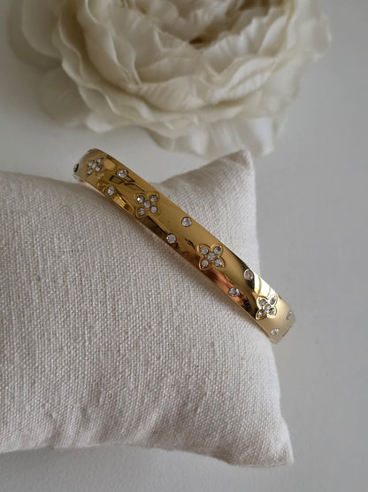Gold cubic zirconia Clover bangle
