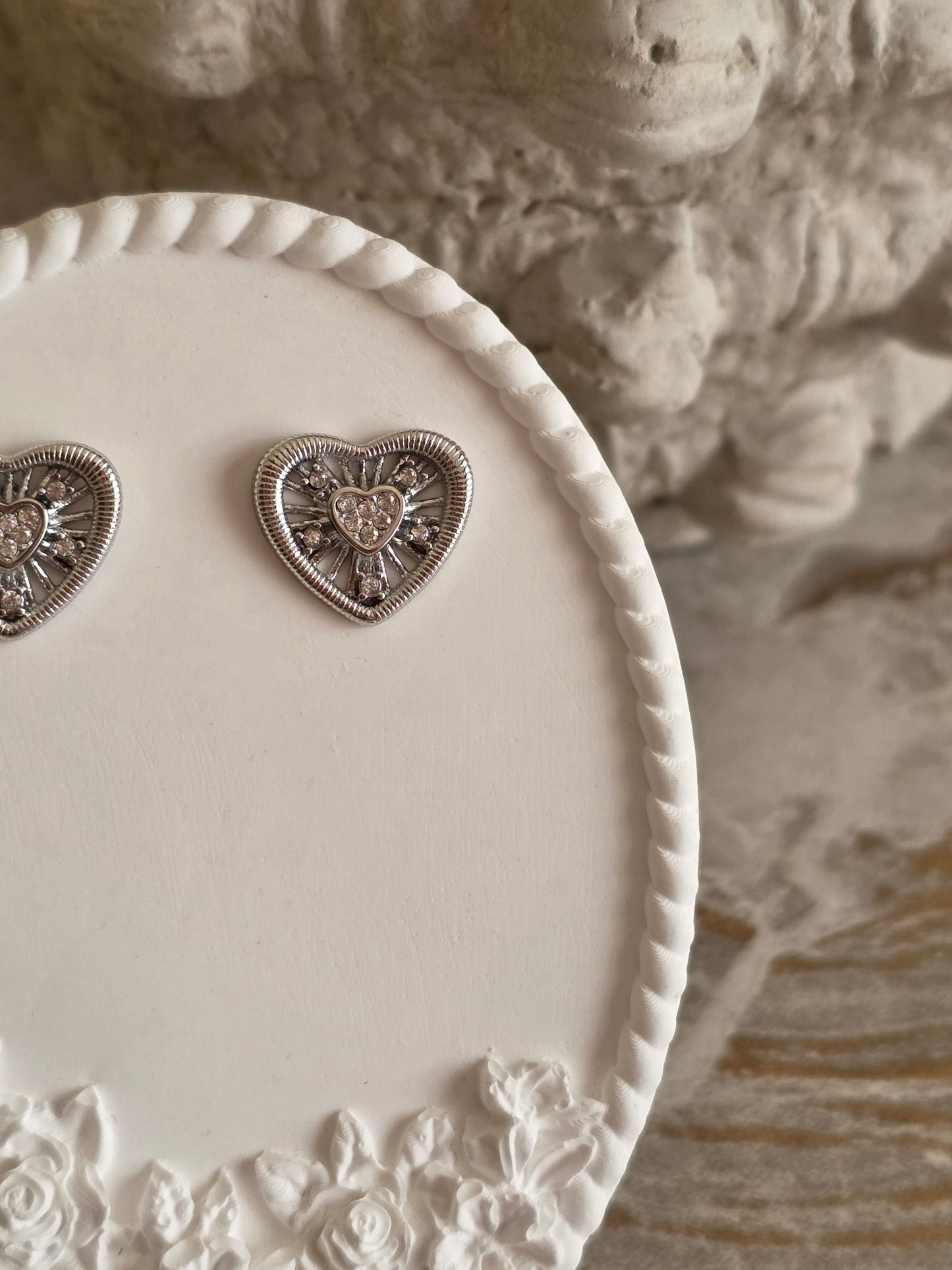 MELDA HEART EARRINGS SILVER