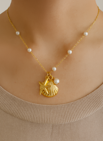 DENISE SHELL PEARL NECKLACE