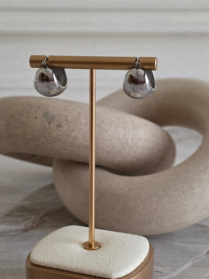 Silver ball hoop earrings