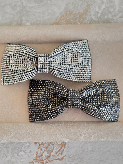 Rhinestone bow hair clip