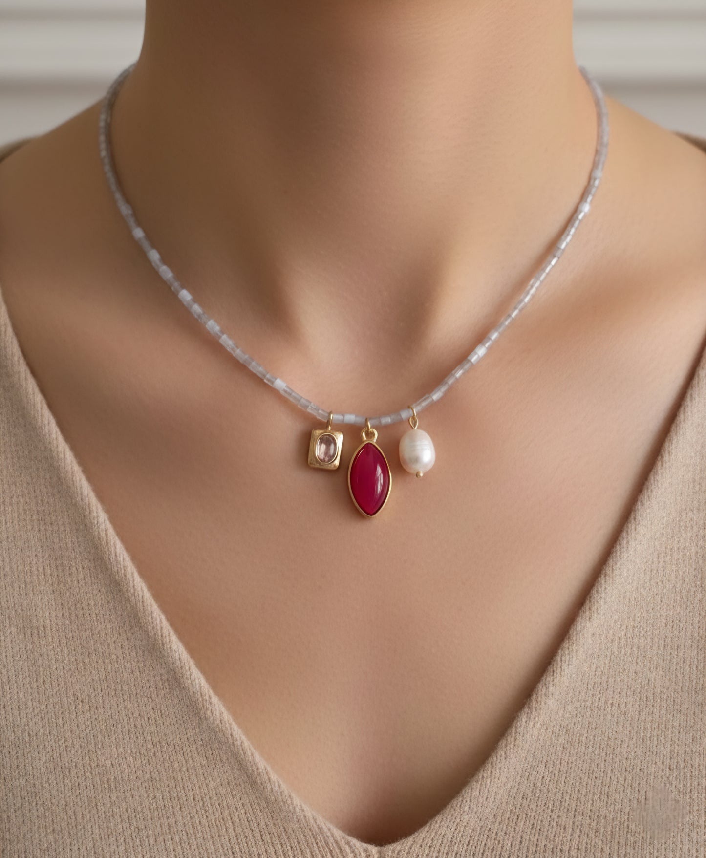 ALARA BEAD AND PEARL NECKLACE