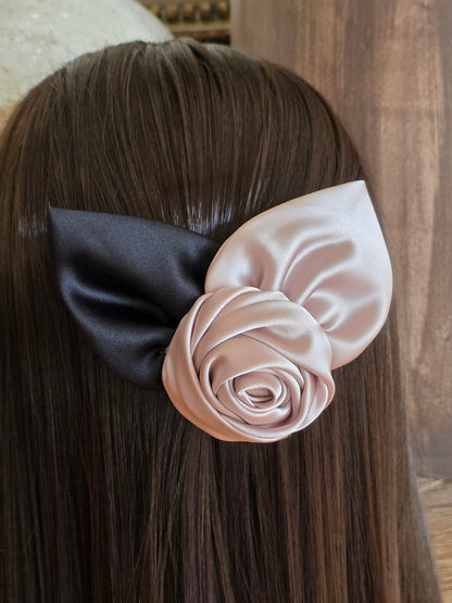 SATIN ROSE HAIR CLIP