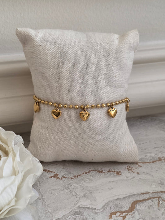 Gold charm heart bracelet