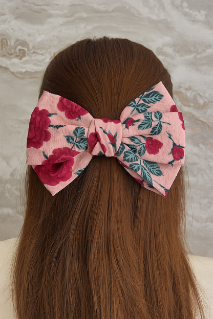 FLORAL ROMANCE BOW HAIR CLIP