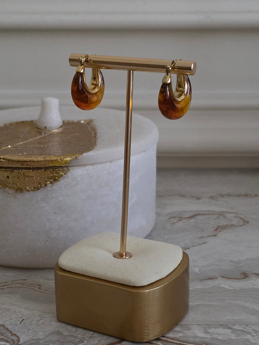 Brown resin hoop earrings 