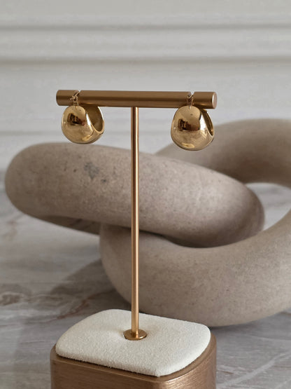 Gold ball hoop earrings