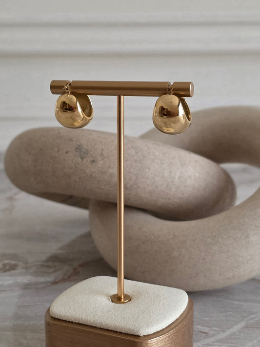 Gold ball hoop earrings