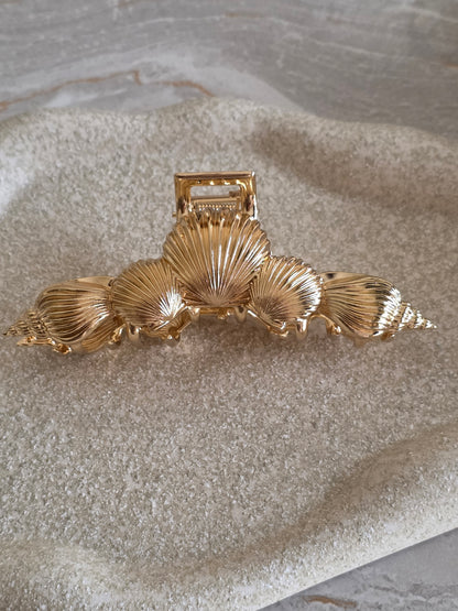Gold Sea shells hair claw