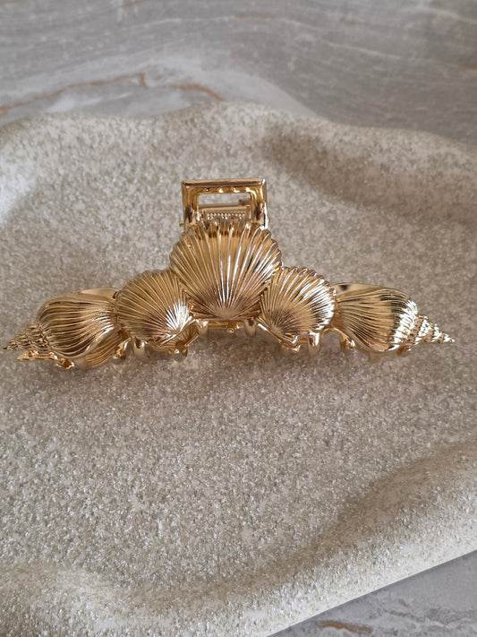 Gold Sea shells hair claw