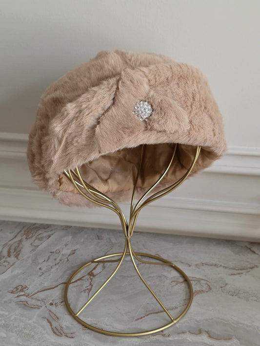 FAUX FUR BERET HAT