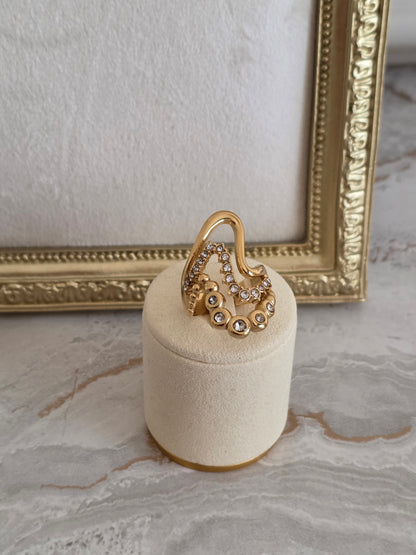 Gold statement ring with Cubic Zirconia 