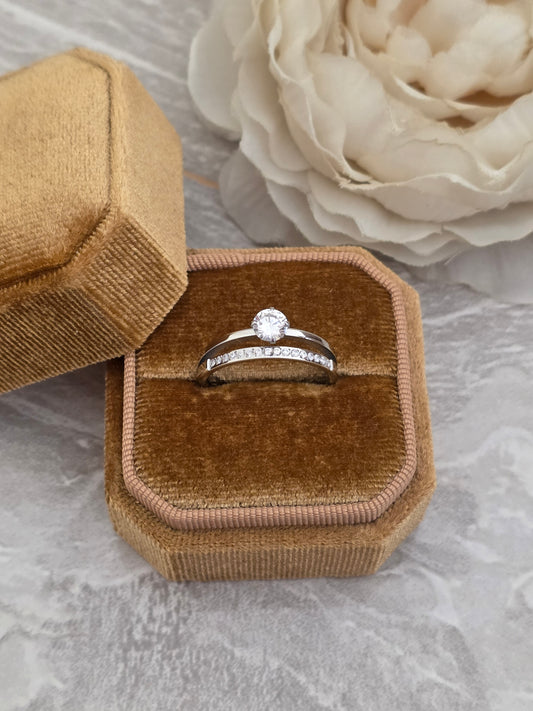 Silver double engagement ring