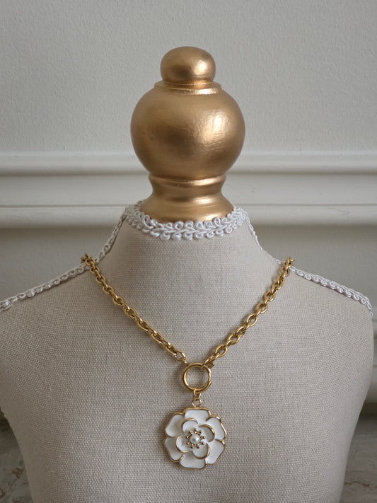 Gold statement flower necklace