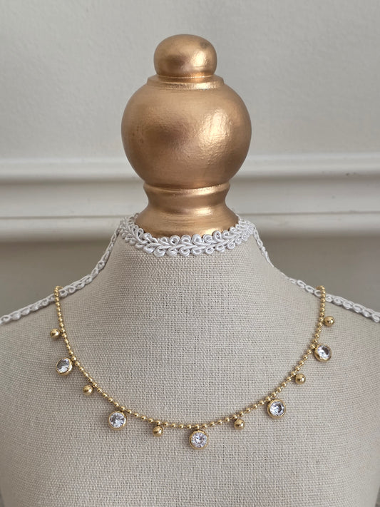 Gold cubic zirconia necklace