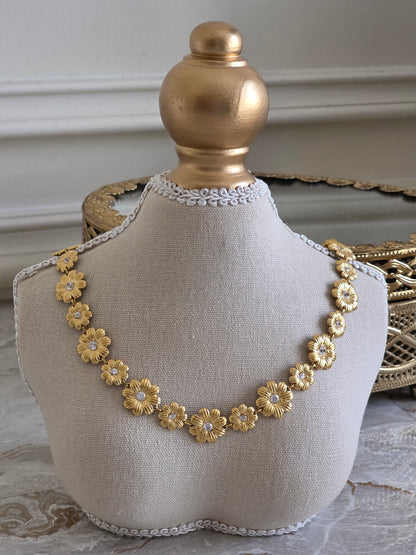 Gold flower statement necklace