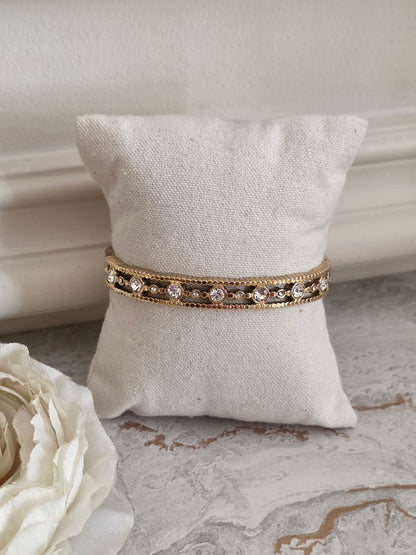 Gold crystal statement bangle