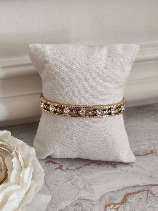 Gold crystal statement bangle