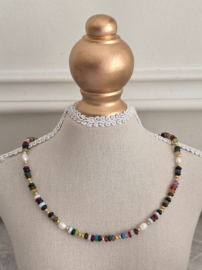 ESI NATURAL STONE & PEARL NECKLACE