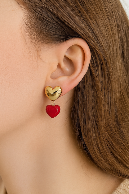 AYANA RED HEART EARRINGS