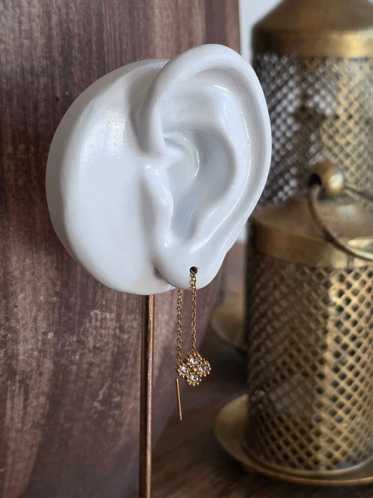 Gold delicate clover earrings