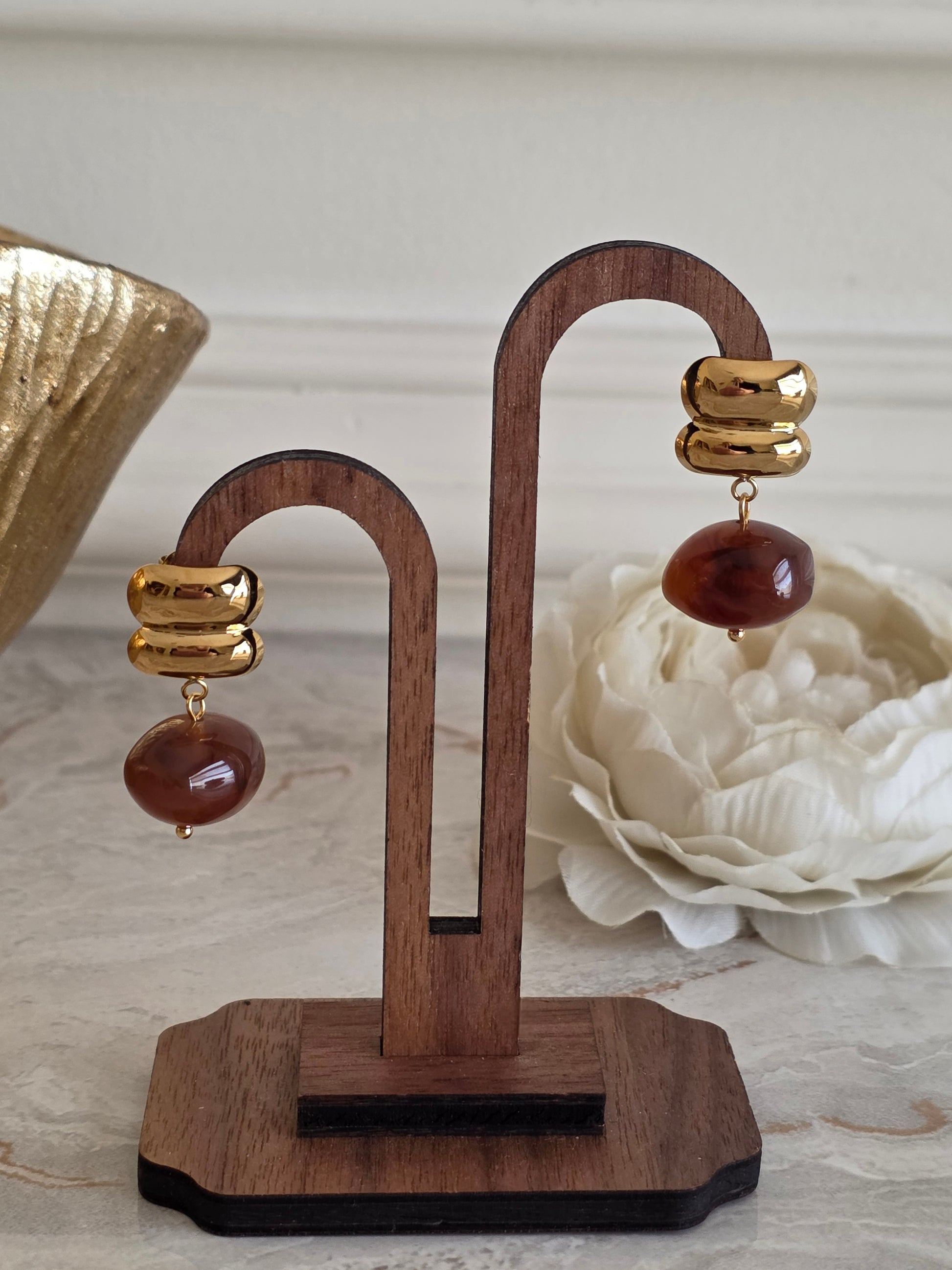 Gold and resin statement earrings