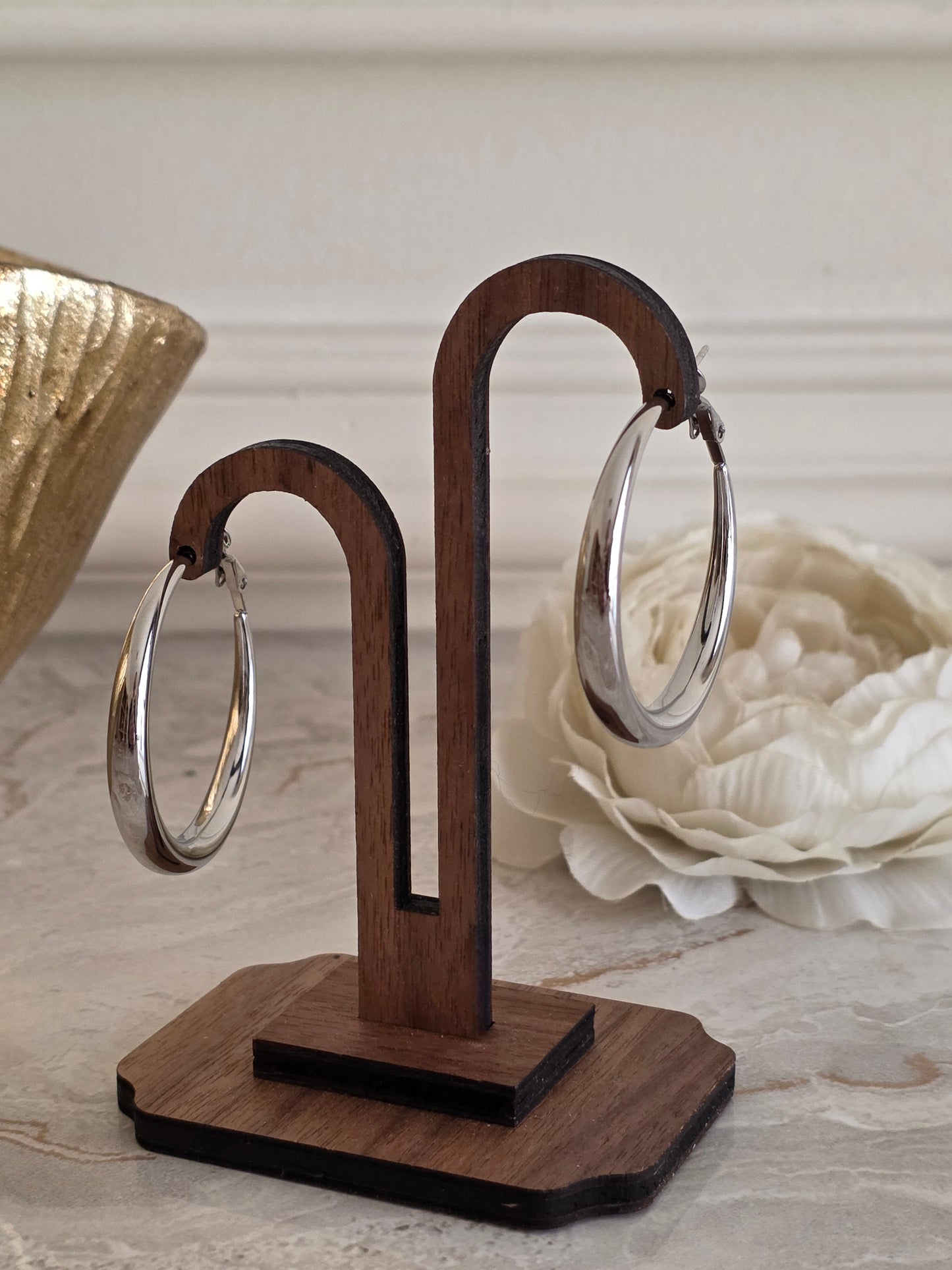 Large silver hoop earrings