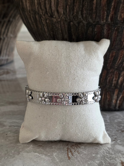 Silver flower bangle
